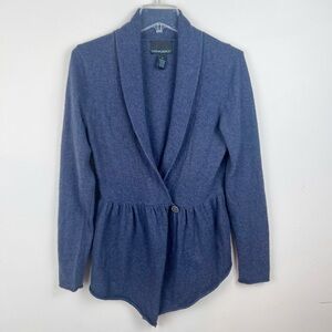 Vintage Y2K Cynthia Rowley Angora Wool Cardigan Sweater Asymmetrical Hem Blue